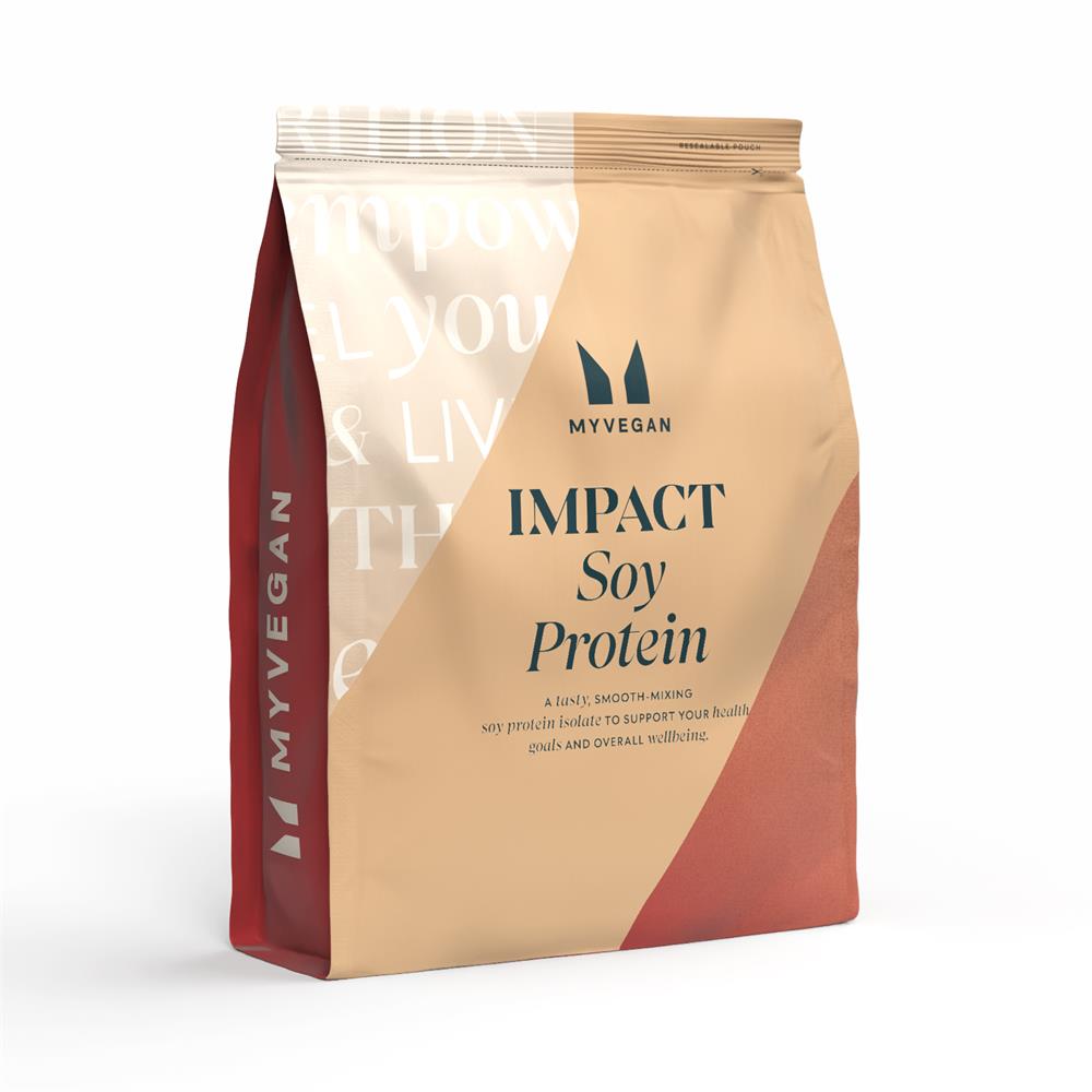 A beige and red bag labeled Myprotein Soy Protein Isolate Vanilla 2.5kg, featuring a high-protein, low-sugar powder, available at Fisa Health.
