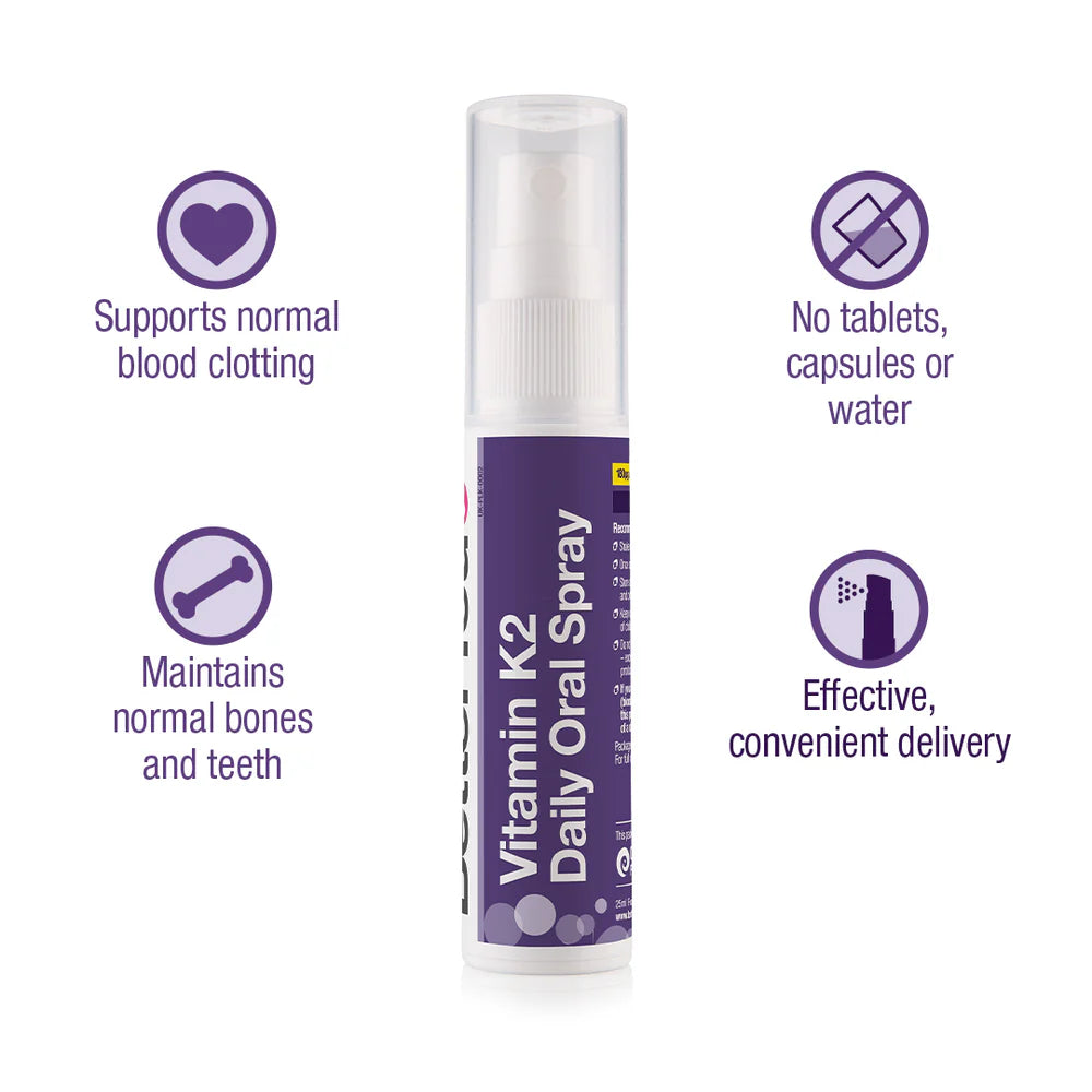 BetterYou - Vitamin K2 Oral Spray shown in its retail packaging, a convenient oral supplement in spray format from BetterYou, available at Fisa Health.