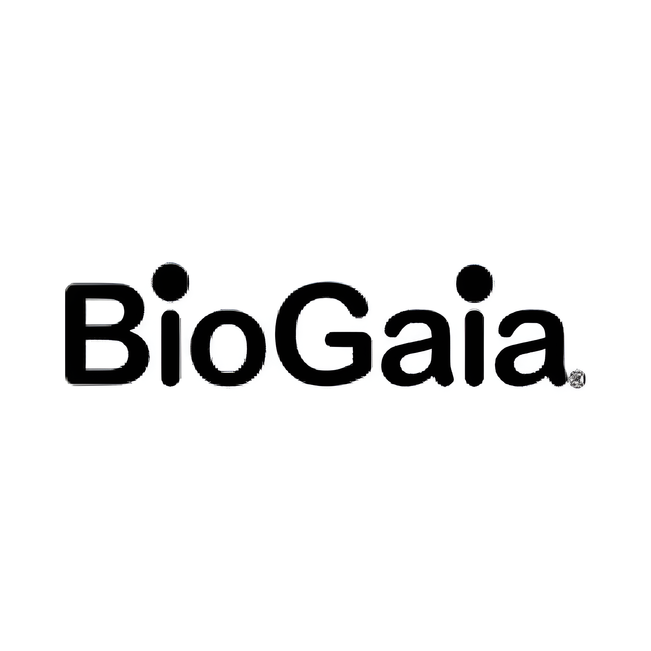 The image shows the BioGaia logo in bold black letters on a white background.