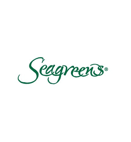 Green text logo on a white background reads Seagreens in a flowing, cursive font with a registered trademark symbol at the end.
