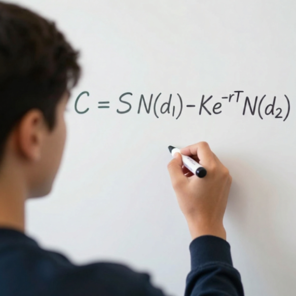A person writes a financial formula on a whiteboard while discussing Brain Boost Bundle, a supplement product in packaging, available at Fisa Health.