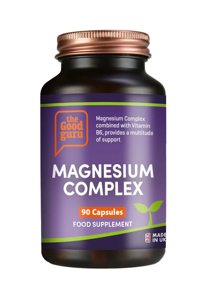 A bottle of The Good Guru Magnesium Complex 90 Capsules, available at Fisa Health.