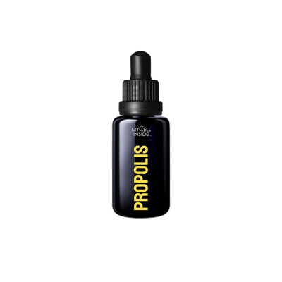 A dark glass dropper bottle labeled "Mycell Inside Propolis 30ml" with a micellated delivery system is shown against a white background, available at Fisa Health.