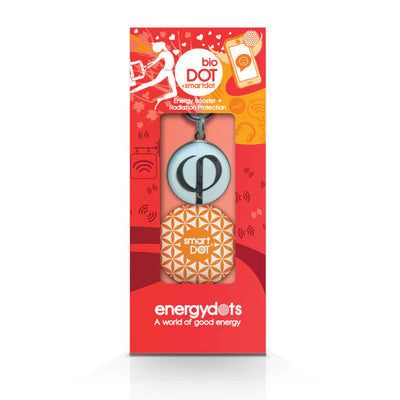 The image shows bioCLIP in red packaging with the brand name and product name visible, containing one white and one orange round energyDOT; available at Fisa Health.