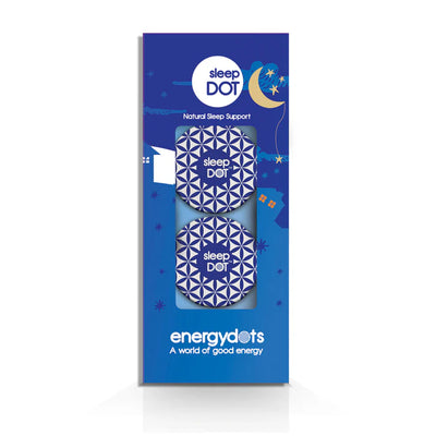 SleepDOT in blue packaging with two discs is displayed on a plain background, available at Fisa Health.